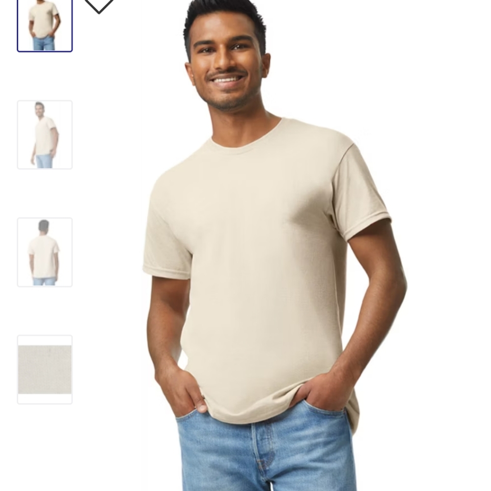 Gildan Tan Heavy Cotton Short Sleeve Tee Unisex Blank Diy